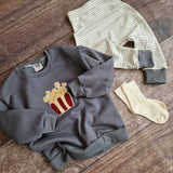 Saw Romper Doodle Stripe Grey