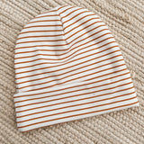 Beanie - Stripes Cognac/White