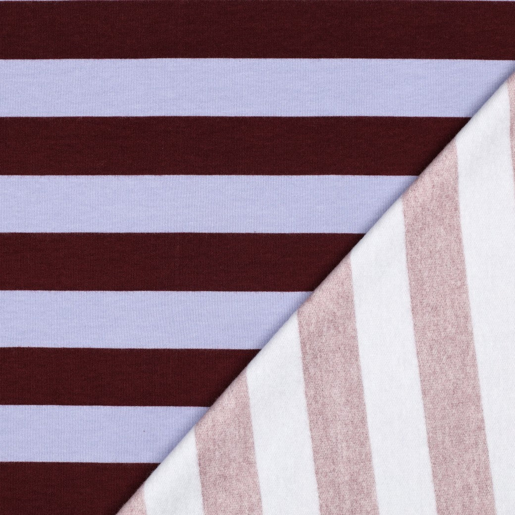 Soft Sweat | Streifen Bordeaux/Lavendel