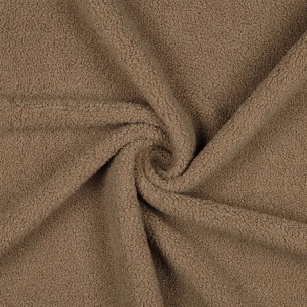 Teddystoff Uni Haselnuss – brauner Teddyplüsch Meterware von Minikor