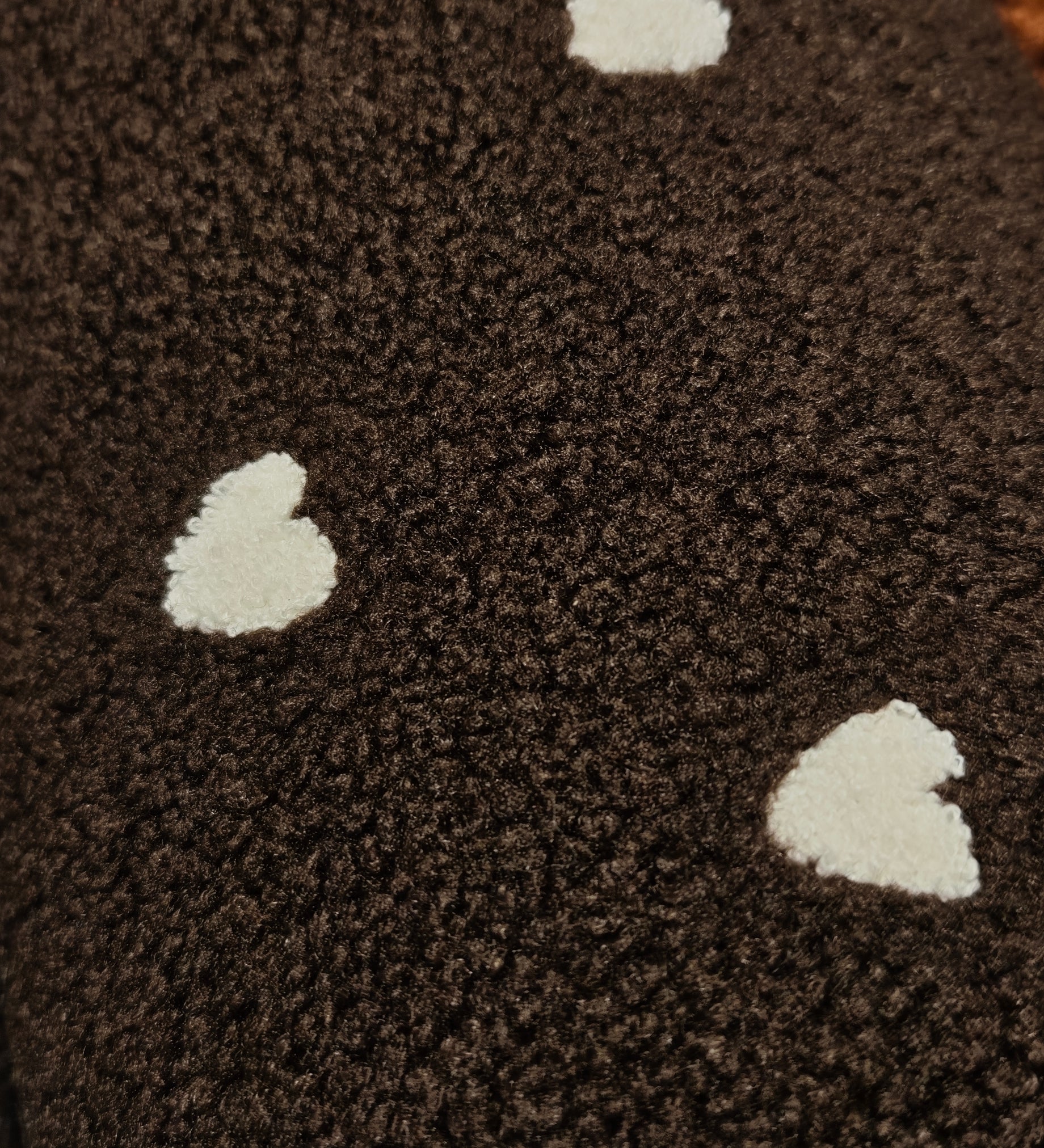 Teddystoff Dunkelbraun Herz – Stoff Meterware von Minikor