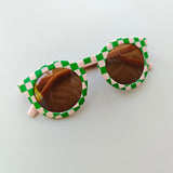 Lunettes de soleil | Vert/rose à motifs