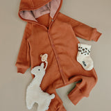 Cotton Fleece Jumpsuit - Brick Red