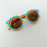Sonnenbrille | Senfgelb/Blau gemustert